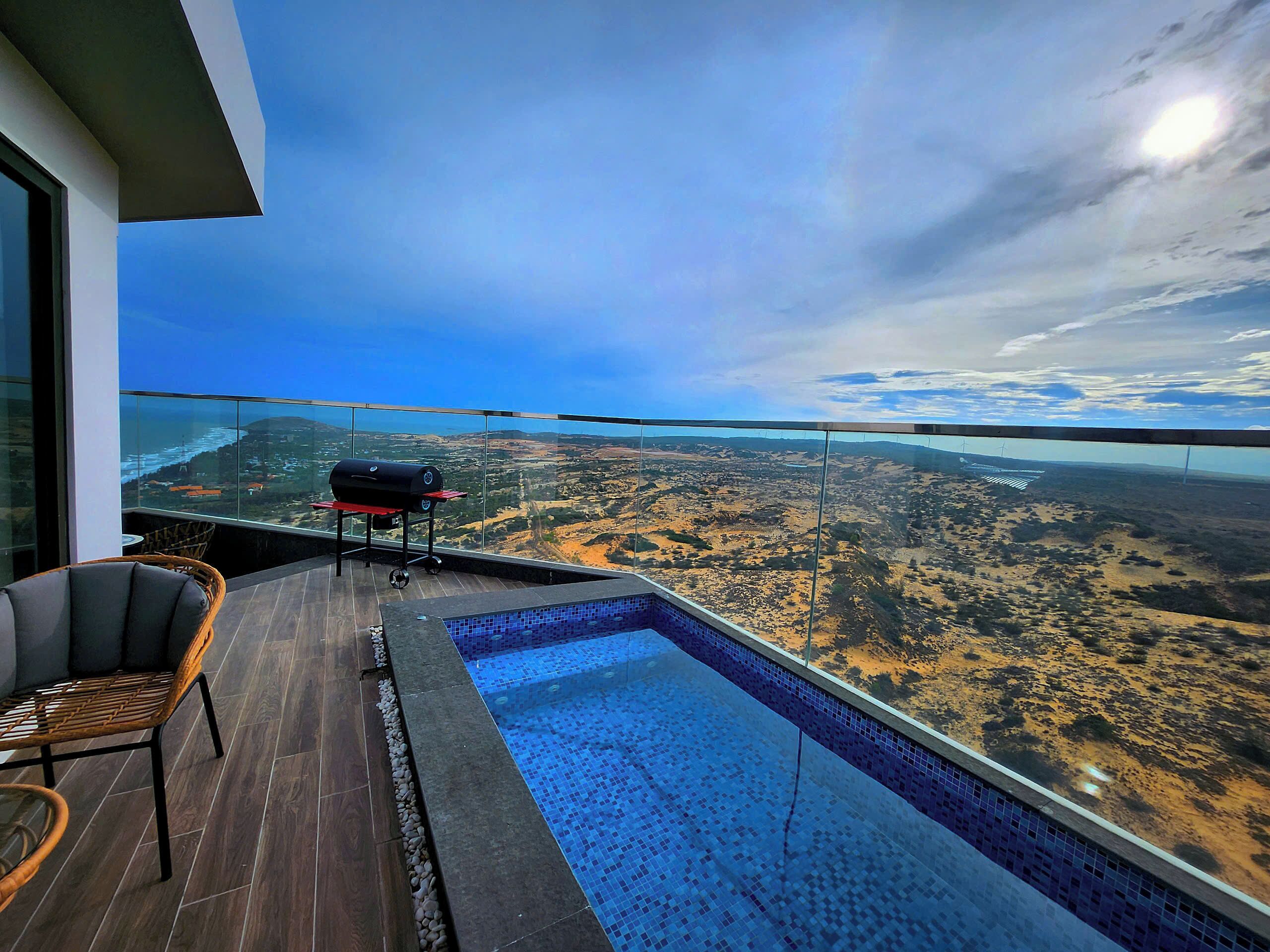 Luksus-loftsleilighet, 1 soverom, privat basseng, strandutsikt | Sengetøy av topp kvalitet, safe på rommet og individuelt dekorert