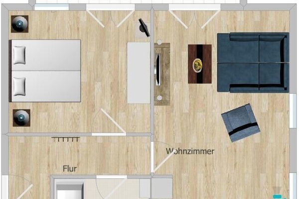 Ferienwohnung Typ B ca. 65 qm mit Balkon oder Terrasse bis vier Personen-Grundriss FEWO Typ B