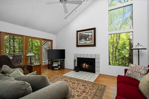 TV, fireplace, offices