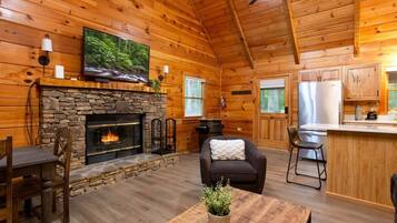 TV, fireplace, offices