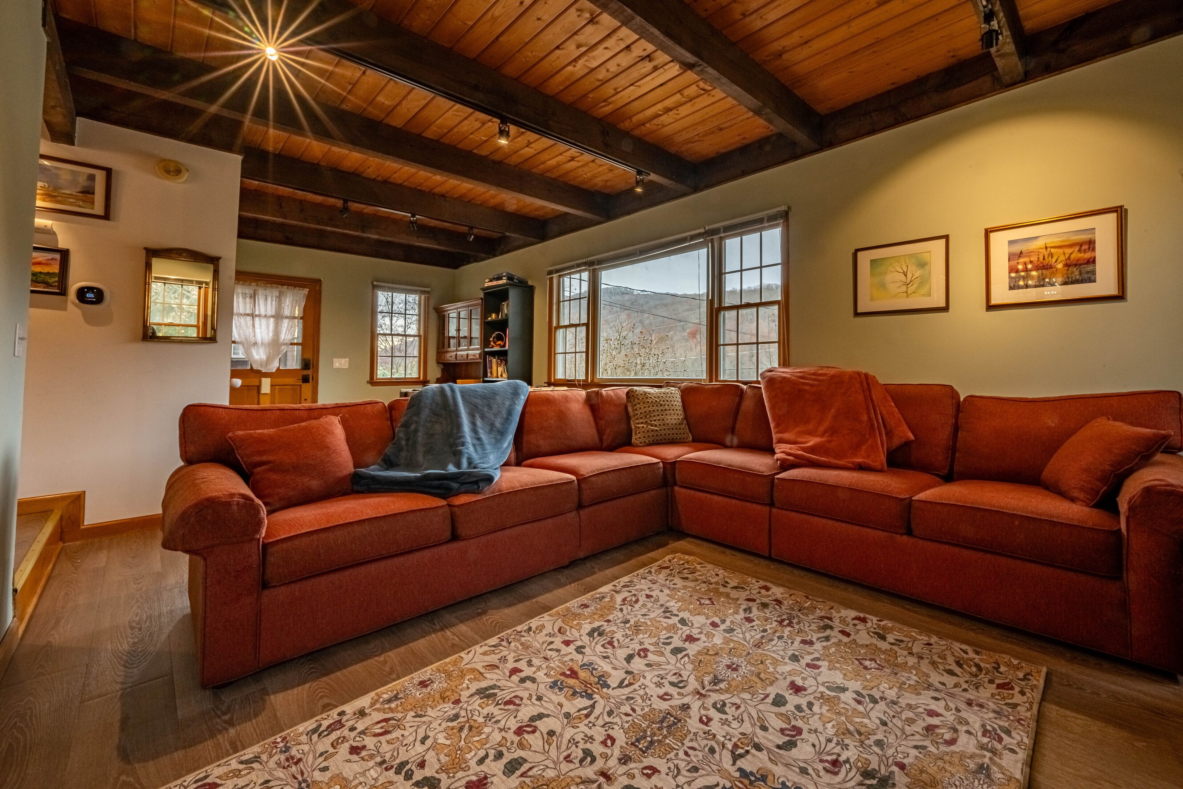 Una Smart TV, una chimenea, libros