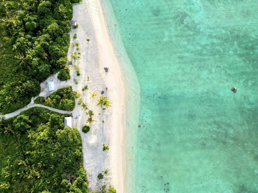 On the beach, white sand, scuba diving, fishing