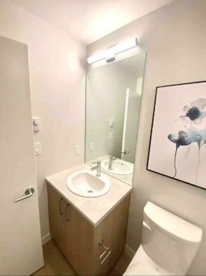 Sèche-cheveux, serviettes fournies, shampoing, papier toilette