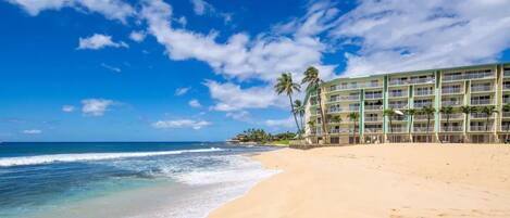 On the beach, beach towels