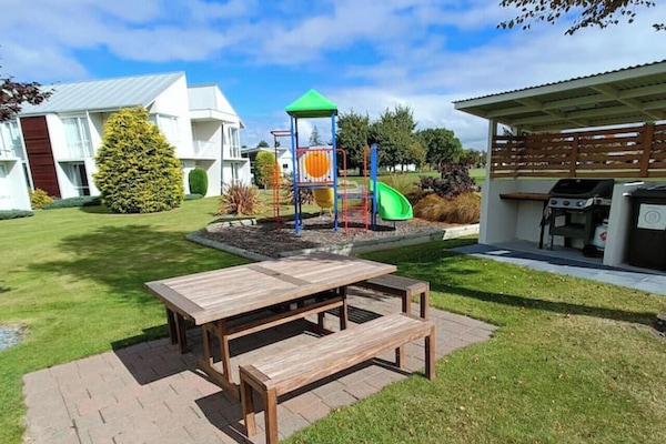 BBQ & children`s play area.
