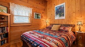 2 bedrooms, iron/ironing board, free WiFi, bed sheets - Little Wolf Cabin: Cozy Log Cabin Retreat Amidst Wooded Bliss (Maggie Valley)