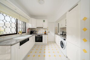 Fridge, microwave, oven, dishwasher