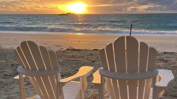 Sun-loungers, beach towels