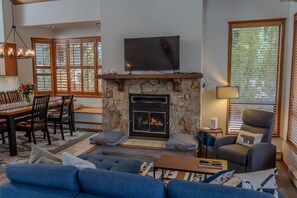 TV, fireplace