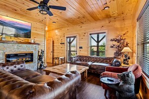 TV connectée, cheminée, jeux vidéo