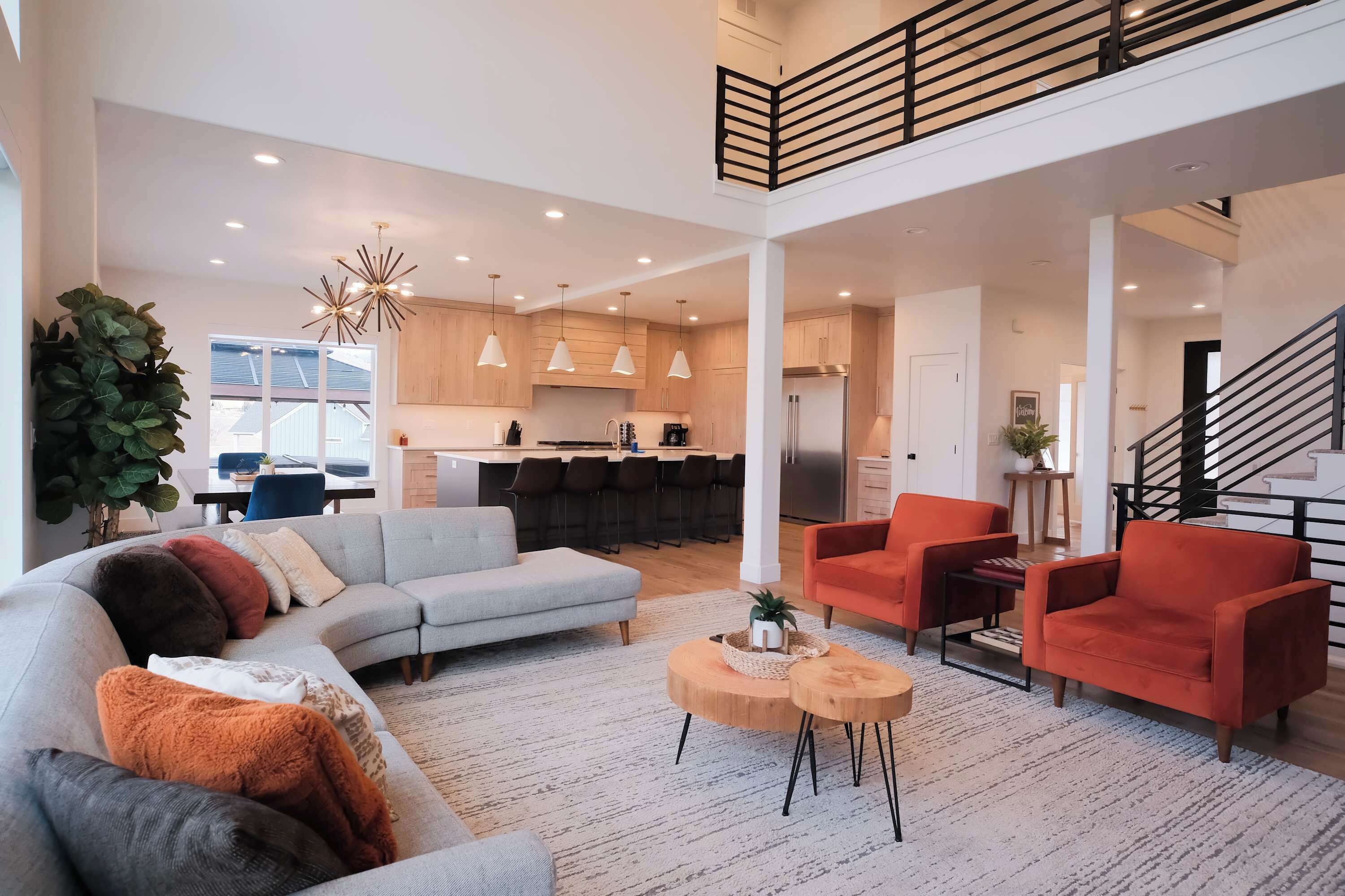 Smart TV, fireplace, video games, foosball
