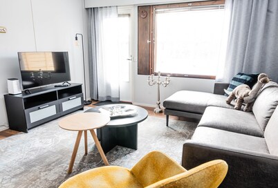 Family- and pet-friendly, cozy 2-bedroom apartment with sauna in Ranua downtown