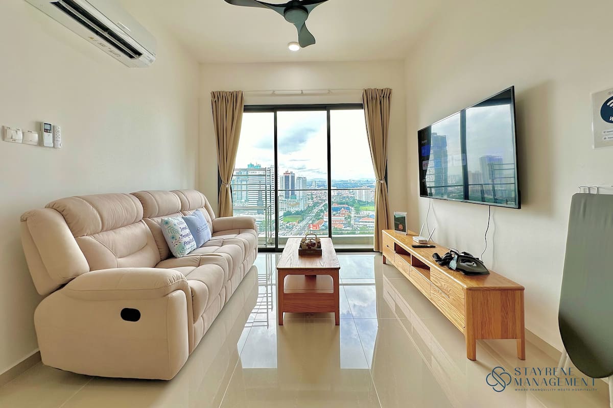 Comfort Apartment, 3 Bedrooms | Living area | 50-inch Smart TV with cable channels, Netflix, streaming services