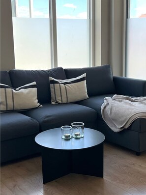 Living area - Charming Harbor view Apt in Downtown Reykjavik (Reykjavík)