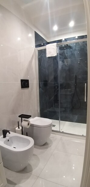 Secador de cabelo, toalhas de banho