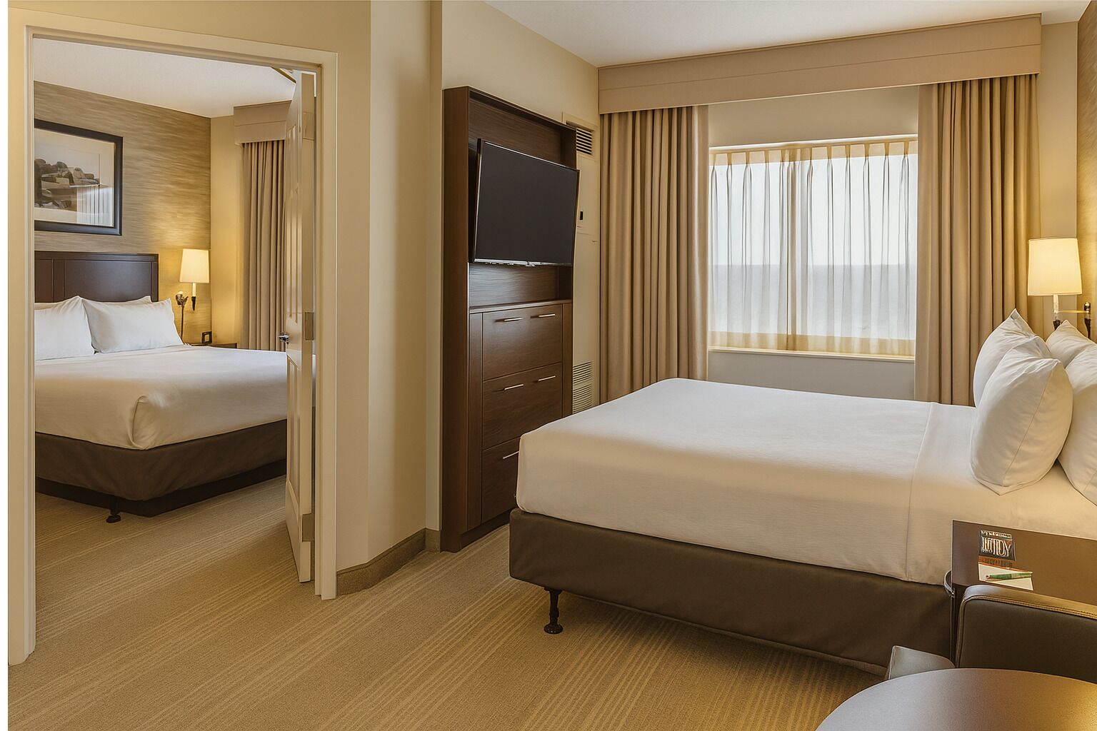 Unit with 2 Queen beds. Exact unit will be assigned upon arrival. Views, colors, and decor may vary.