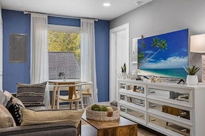 TV, books, stereo, offices
