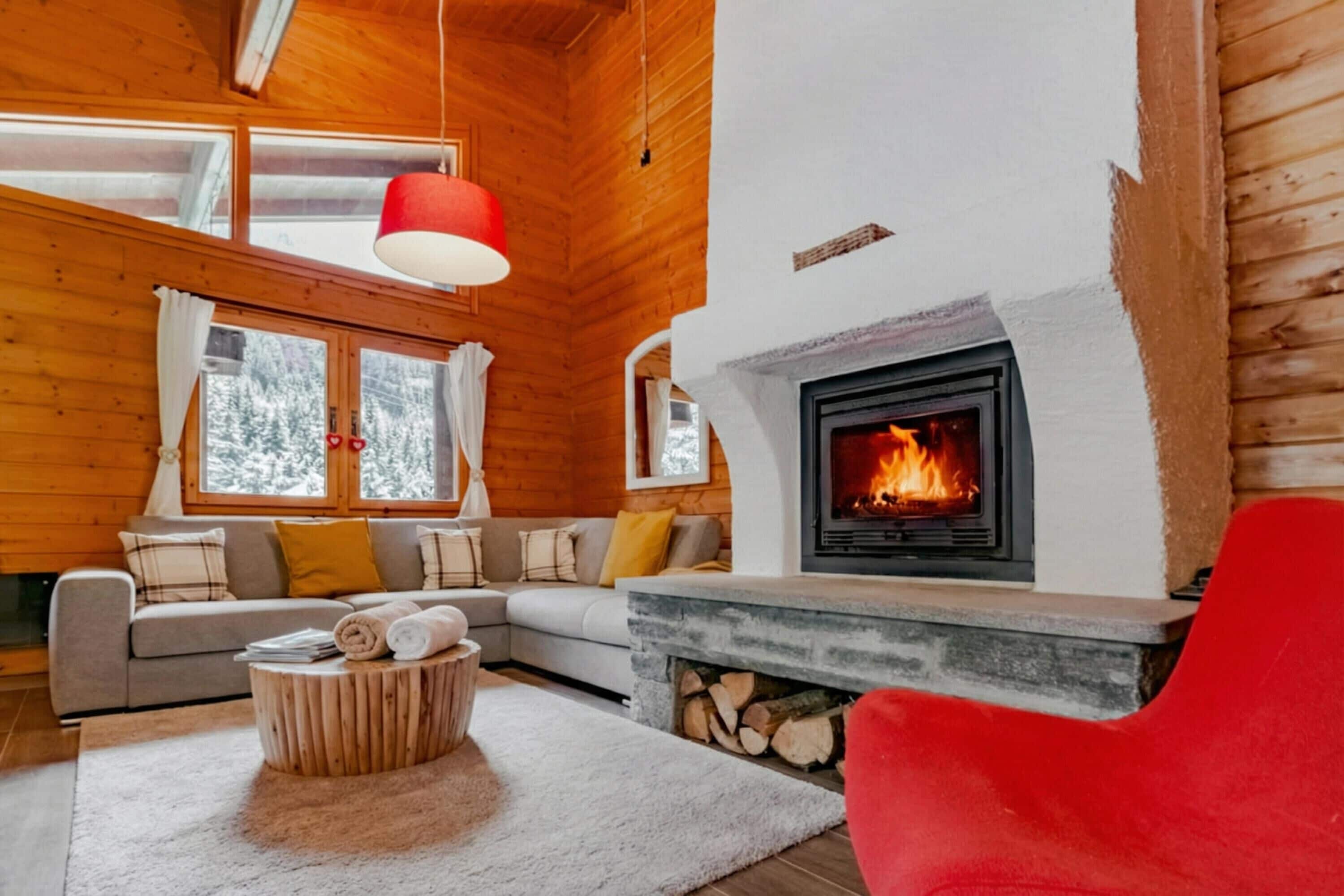 21-inch Smart TV with cable channels, fireplace