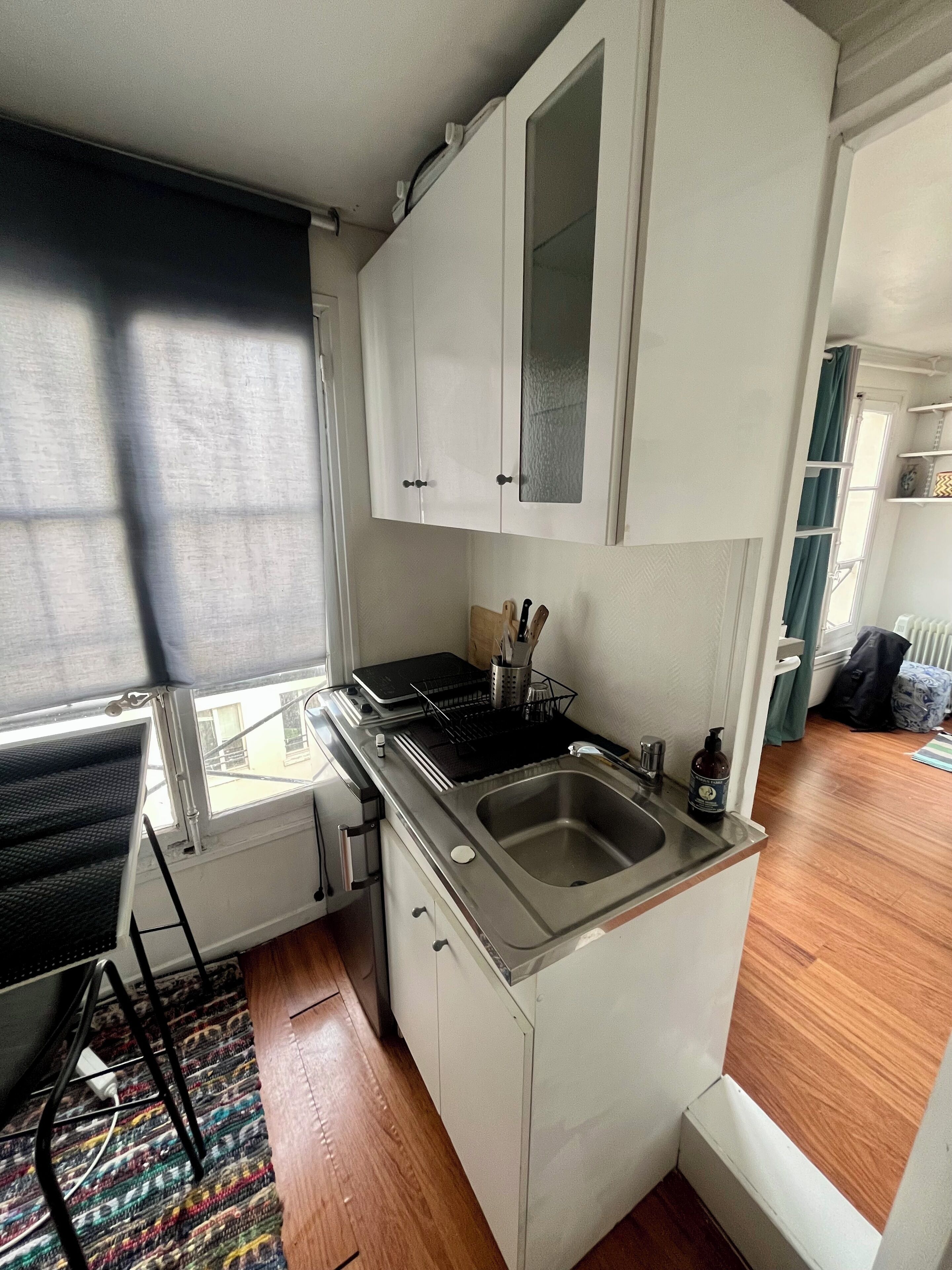 Fridge, microwave, electric kettle, blender