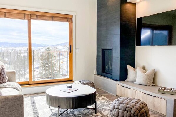 TV, fireplace, offices