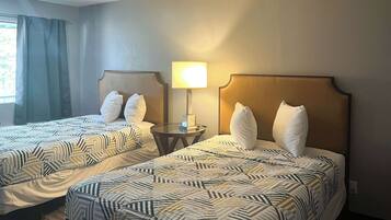 Blackout curtains, iron/ironing board, free WiFi, bed sheets