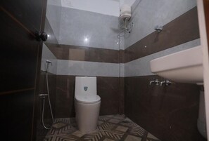 Douche, serviettes fournies, savon, papier toilette