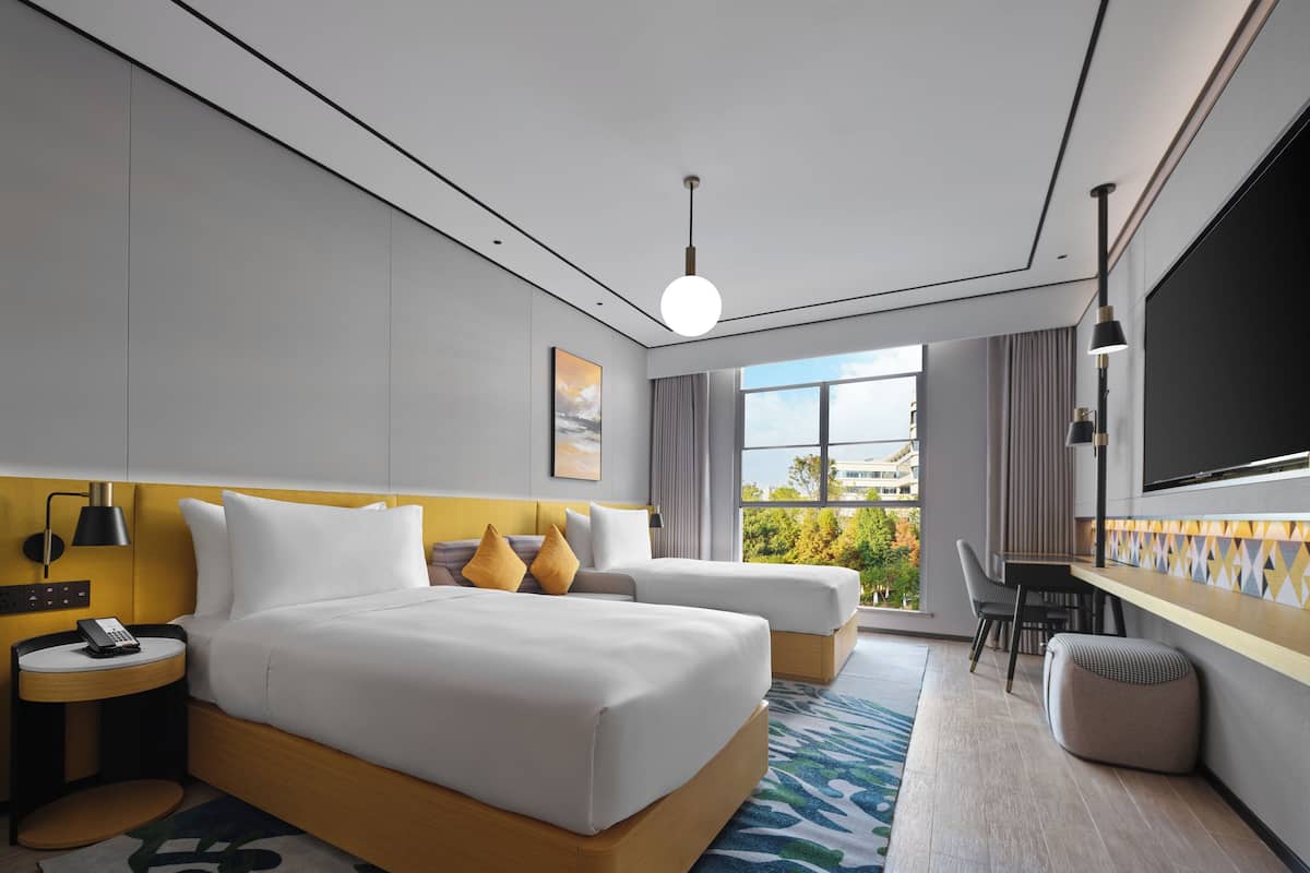 룸, 싱글침대 2개, 산 전망 | 고급 침구, 오리/거위털 이불, 필로우탑 침대, 객실 내 금고