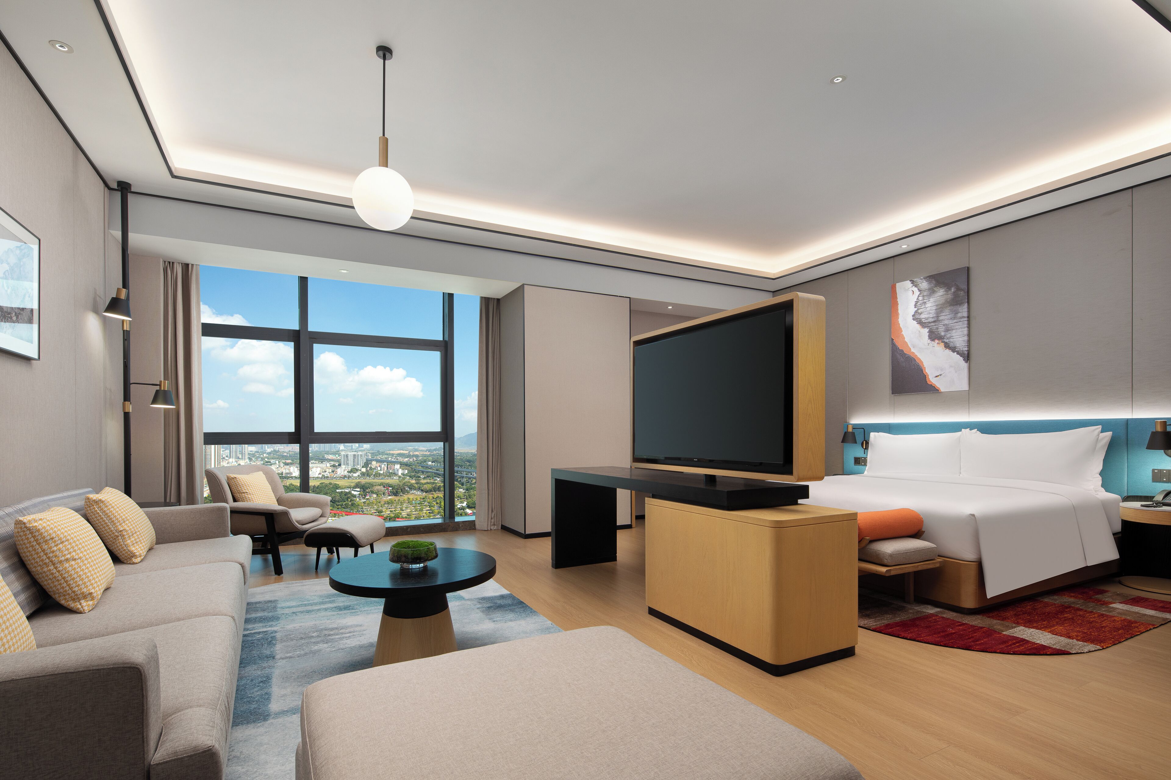 尊荣客房, 1 张特大床 | 高档床上用品、记忆海绵床垫、免费迷你吧物品、客房内保险箱