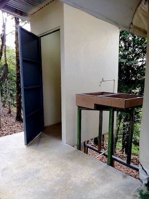 Luxury Tent W/ Exterior Connected Toilet Room & Shared Exterior Lockable Bathroom Across From Tent | Bathroom