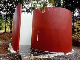 Luxury Tent W/ Exterior Connected Toilet Room & Shared Exterior Lockable Bathroom Across From Tent | Bathroom shower