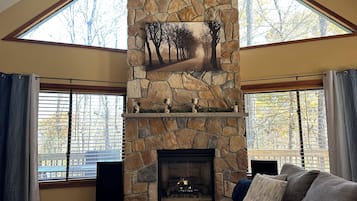 Smart TV, fireplace, video games