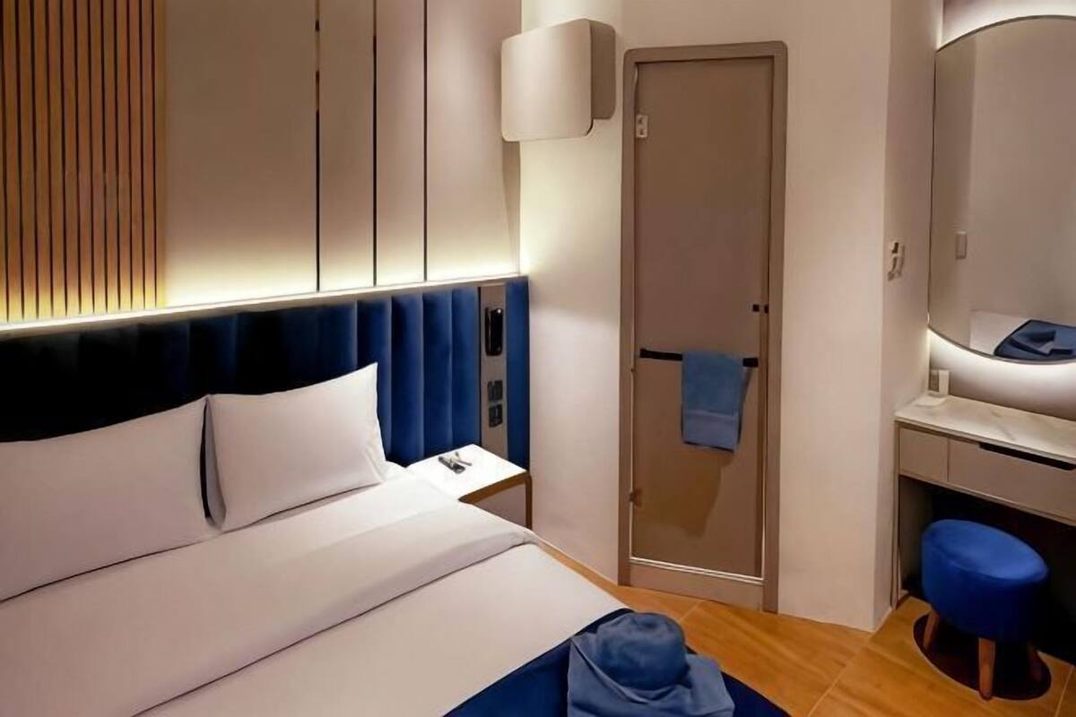 Blackout curtains, soundproofing, iron/ironing board (on request)
