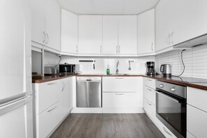 Fridge, microwave, oven, stovetop - Lovely 4 bedroom house with the view of aurora (Tromso)