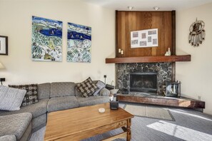 TV, fireplace, DVD player, stereo