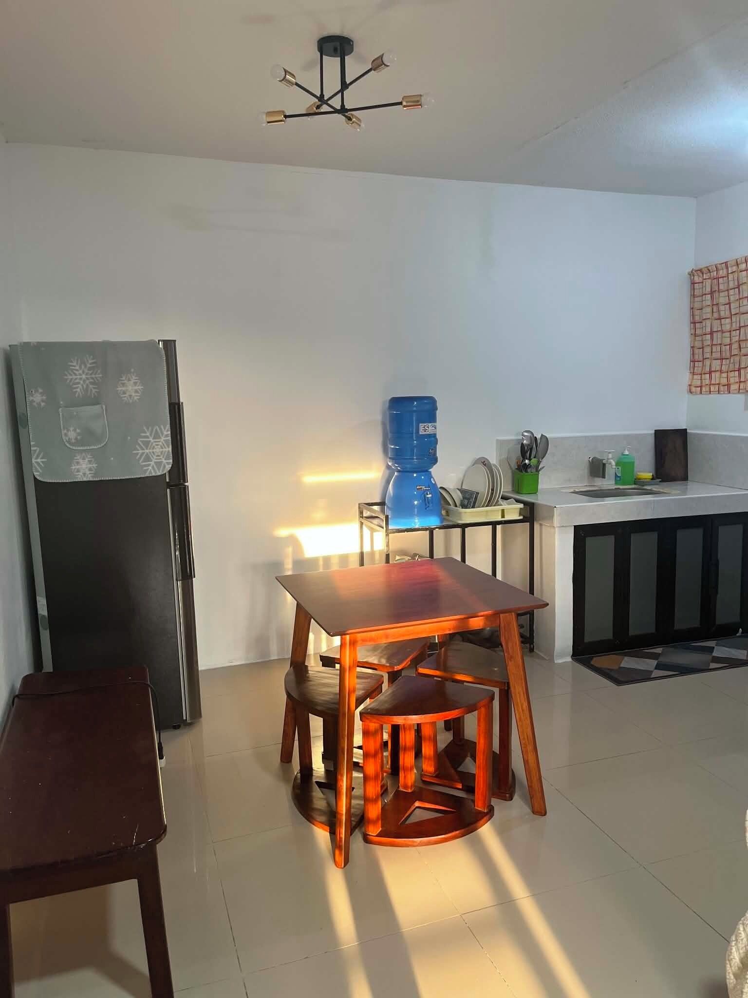Fridge, stovetop, dishwasher, electric kettle