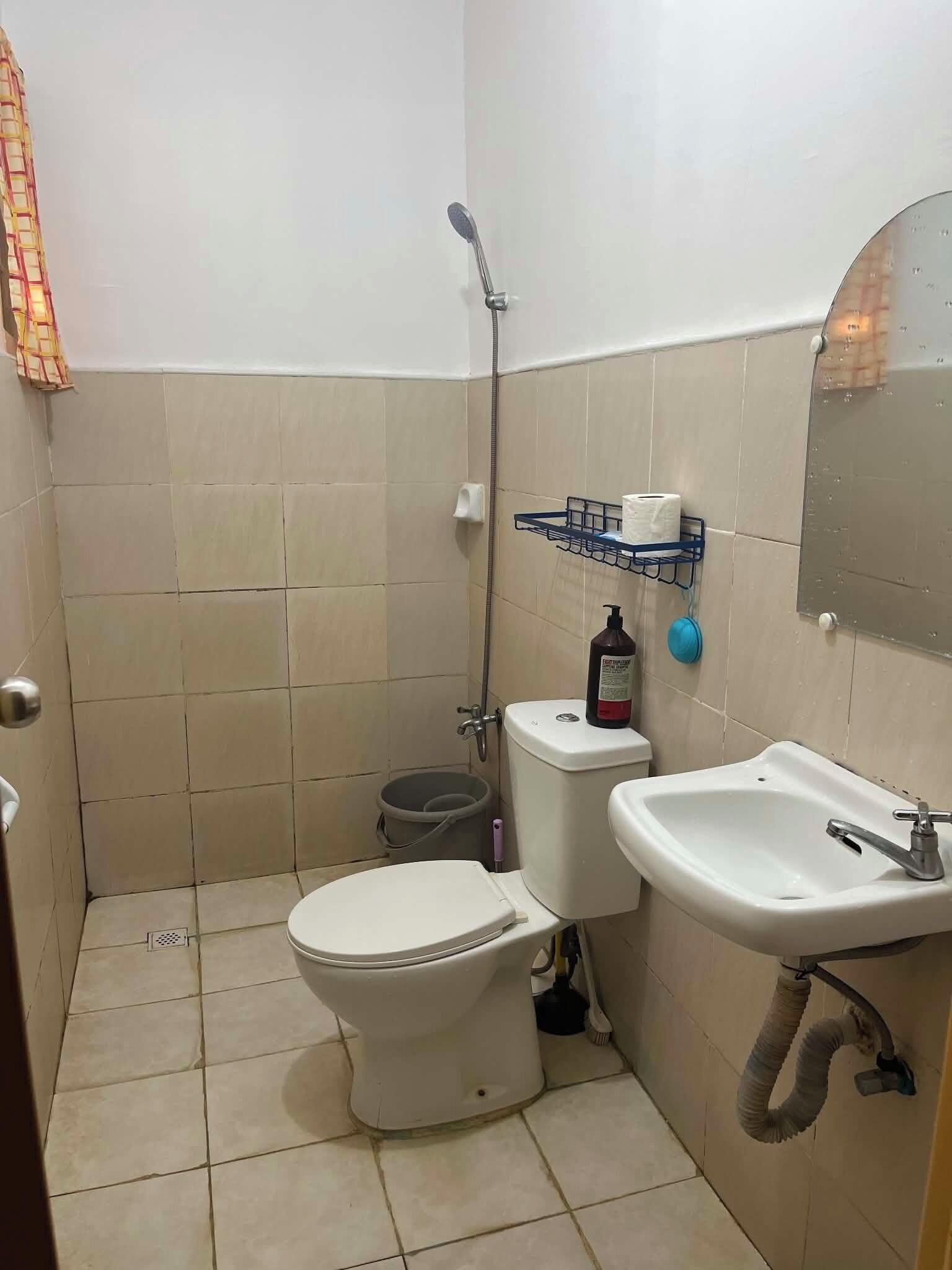 Shower, bidet, towels, soap