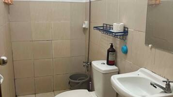 Shower, bidet, towels, soap