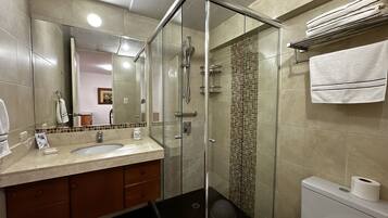 Business Apartment, 1 Queen Bed, Housekeeping, Executive Level | Bathroom | Shower, rainfall showerhead, hair dryer, towels