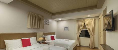 Desk, free WiFi, bed sheets