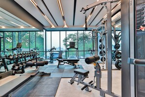 Apartment, 1 Schlafzimmer, barrierefrei, Balkon | Fitnessbereich