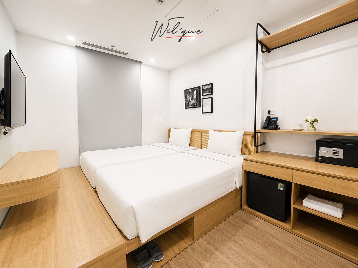 Habitación superior con 2 camas individuales, sin ventanas | Sábanas de algodón egipcio y ropa de cama de alta calidad