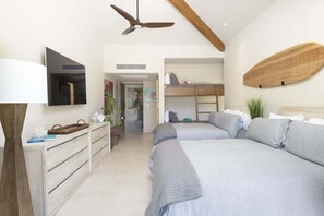 3 bedrooms, desk, iron/ironing board, travel cot