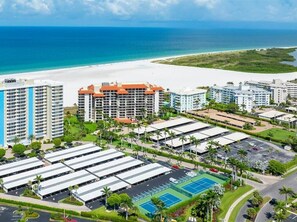 Ariel of Building - Beachfront 1BR condo on Marco Island with pool, WiFi, and kitchen (Marco Island)