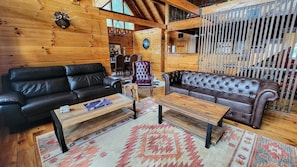 Smart TV, fireplace, video games, foosball