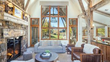 Télévision, cheminée, espaces bureaux