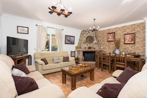 TV, fireplace, DVD player
