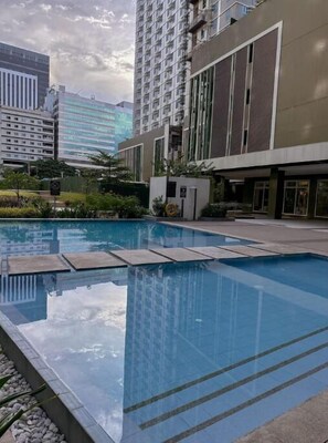 Guests can enjoy a refreshing swim in the pool surrounded by a beautifully maintained garden.