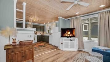 Televisión, libros y oficina