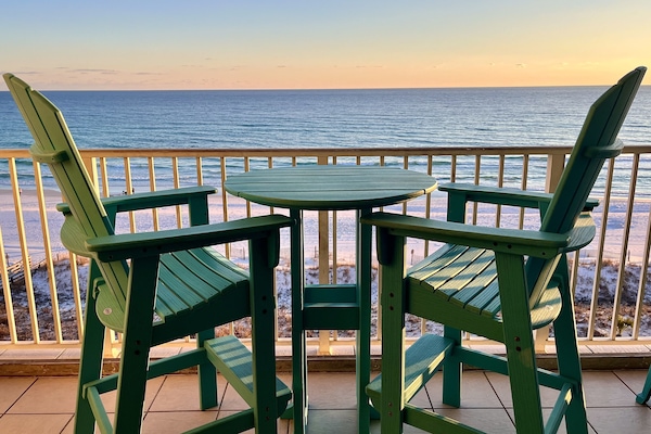 Tall Pollywood chairs and table with gorgeous view of the ocean!