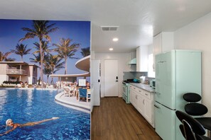 Een buitenzwembad, een verwarmd zwembad